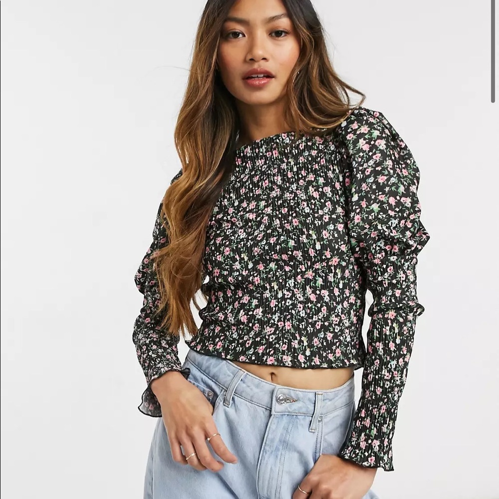 ASOS DESIGN long sleeve top in floral print - US 2
